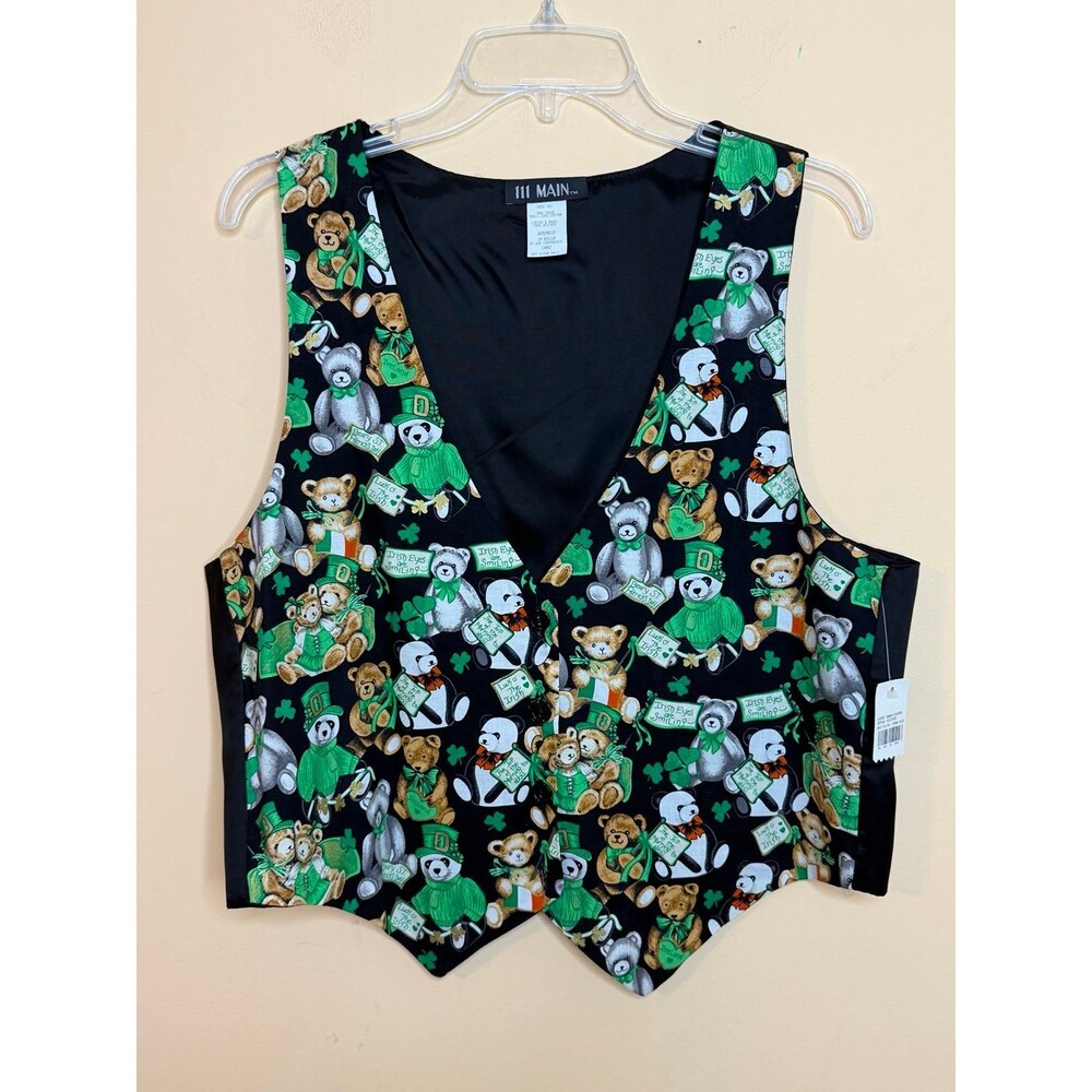Vintage 111 Main lucky bear clover st. Patrick’s day vest size large